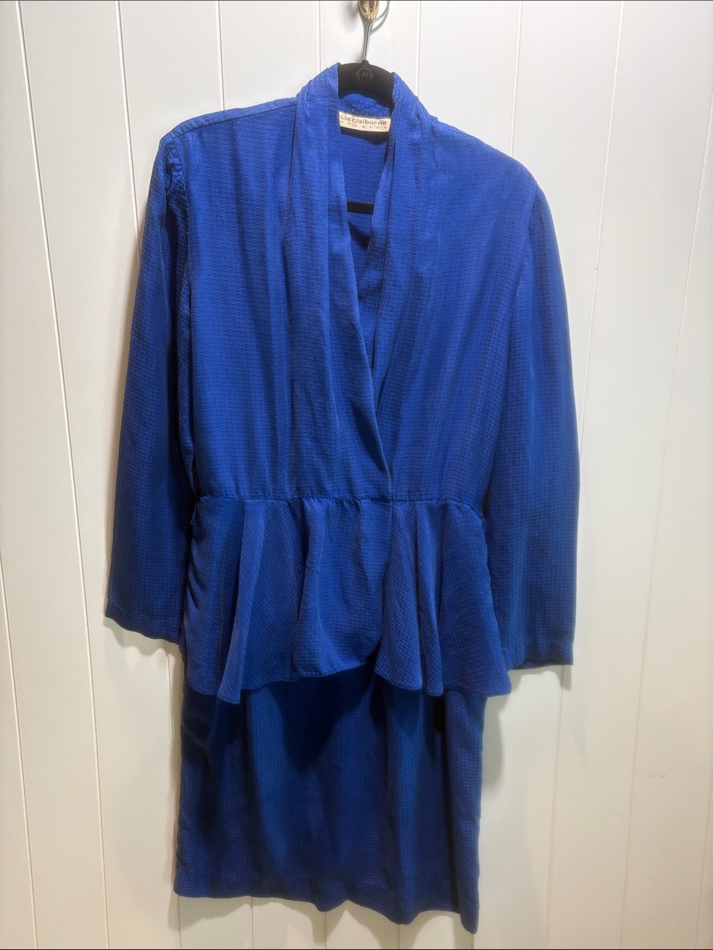Liz Claiborne 100% silk royal blue dress wrap front midi dress 14